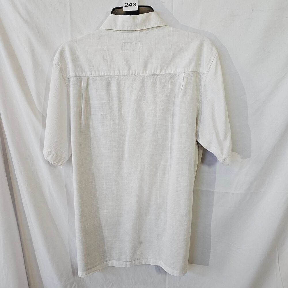 #0243 Newport Isle Mens Two Tone Beige White Short Sleeve Panel Camp Shirt - Picture 5 of 5